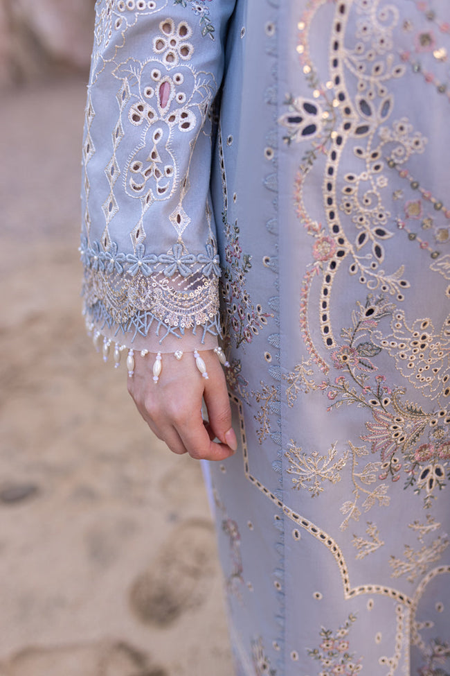 Lawn 3PC Embroidered Shirt with Organza Embroidered Dupatta – ZC1235