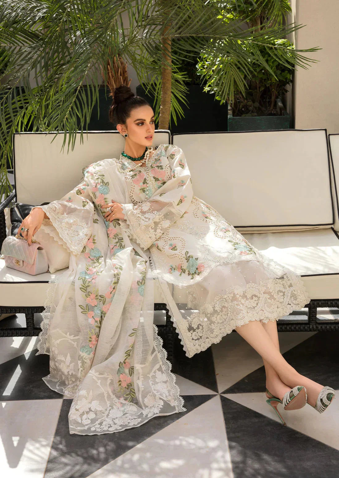 Lawn 3PC Embroidered Shirt with Organza Embroidered Dupatta – ZC1168