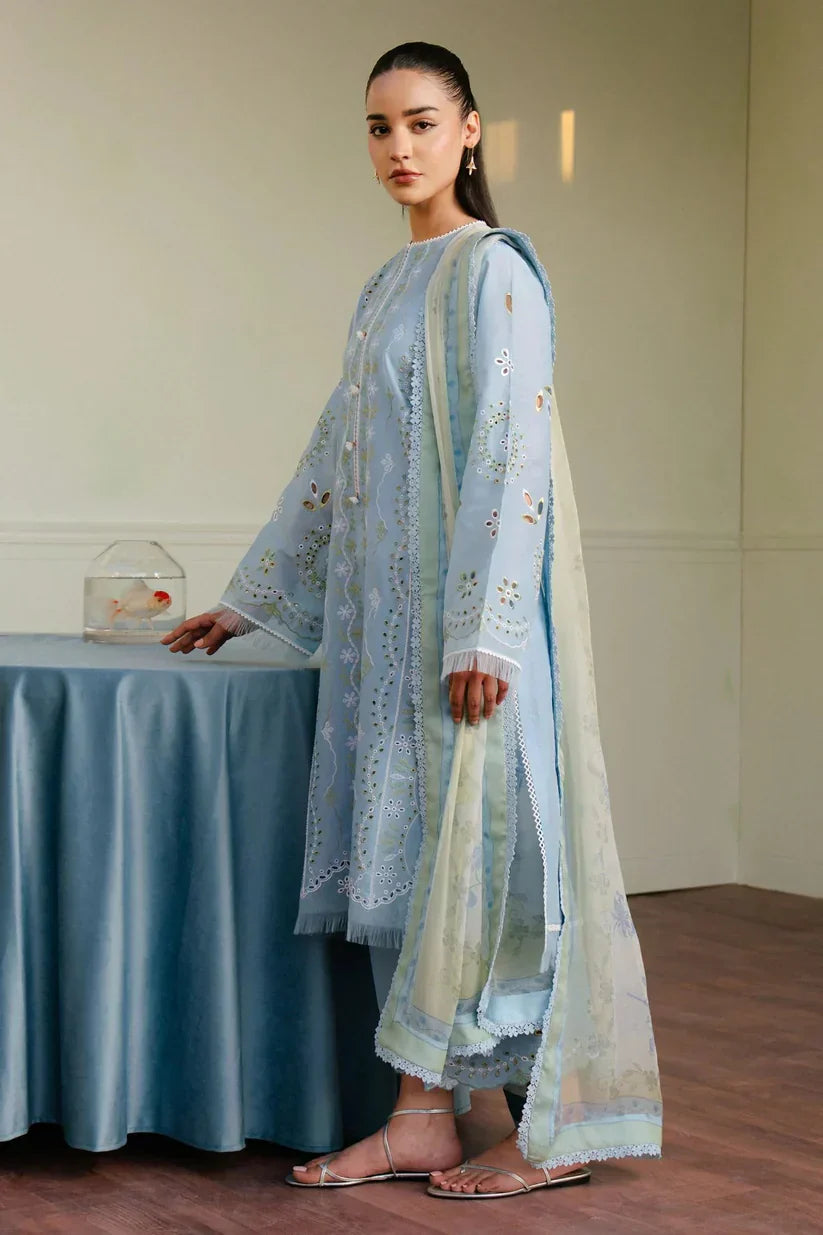 Lawn 3PC Embroidered Shirt with Digital Printed Jacquard Dupatta – ZC1308