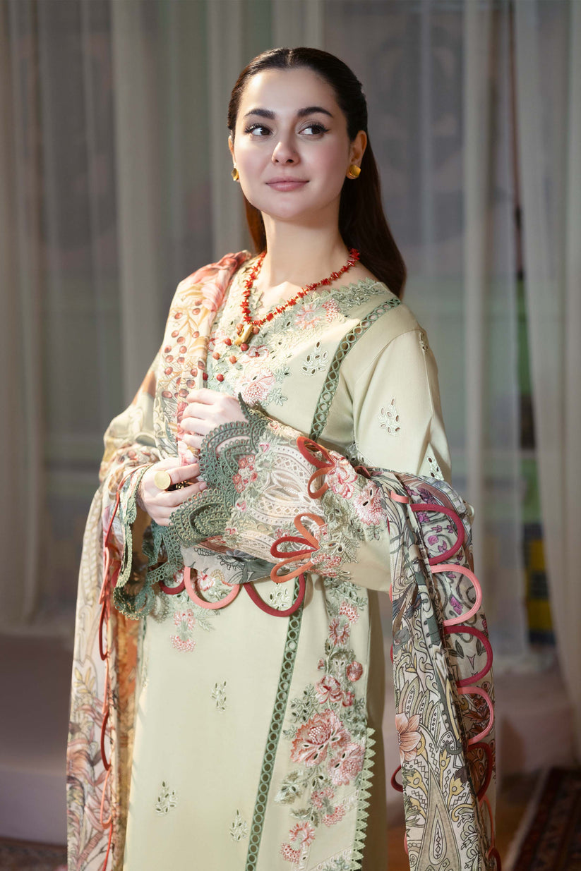 Lawn 3PC Embroidered Shirt with Digital Printed Jacquard Dupatta – ZC1428