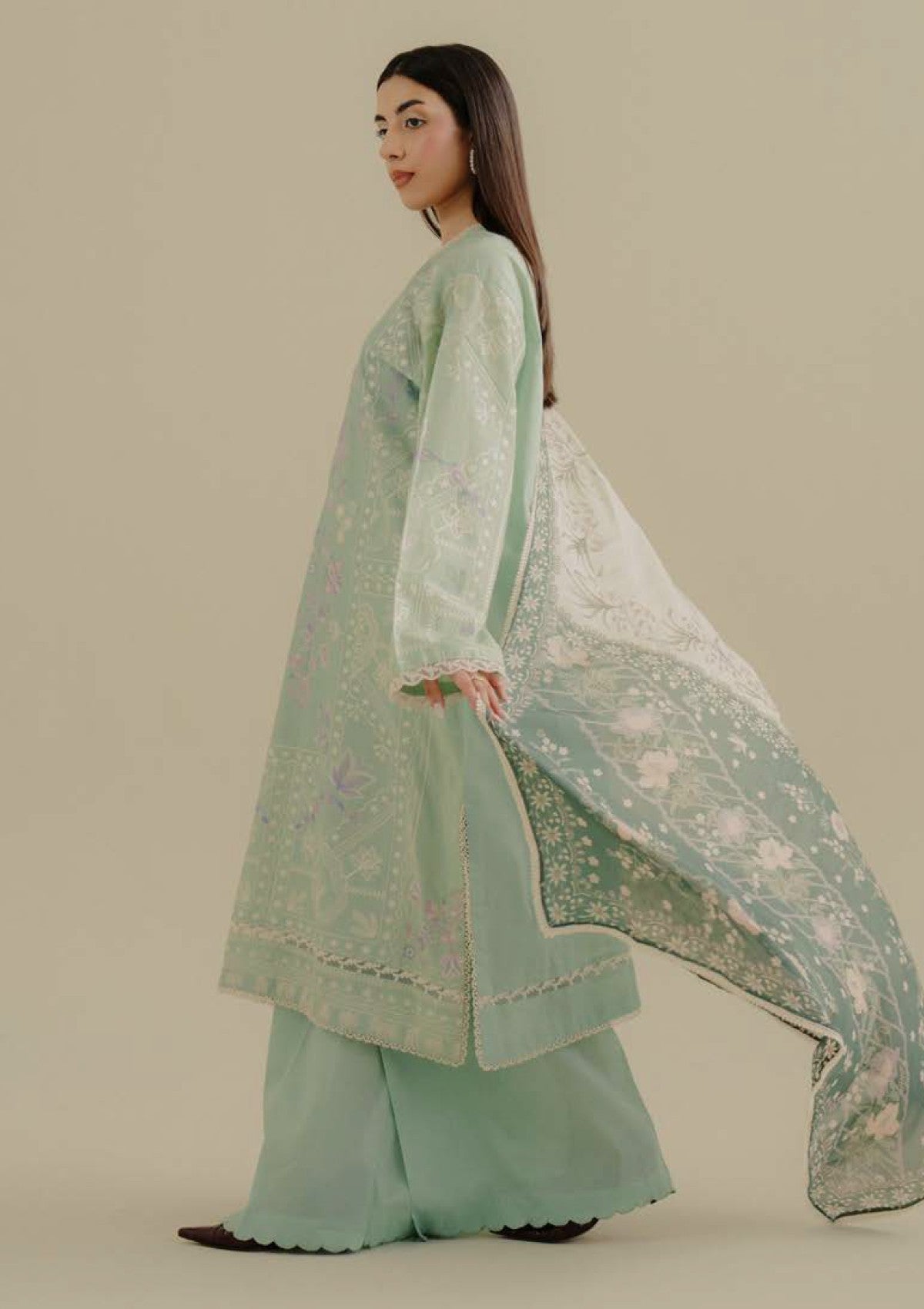 Lawn 3PC Embroidered Shirt with Digital Printed Jacquard Dupatta – ZC1388