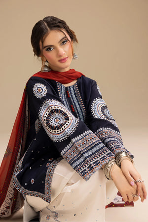 Lawn 3PC Embroidered Shirt with Digital Printed Jacquard Dupatta – ZC1415