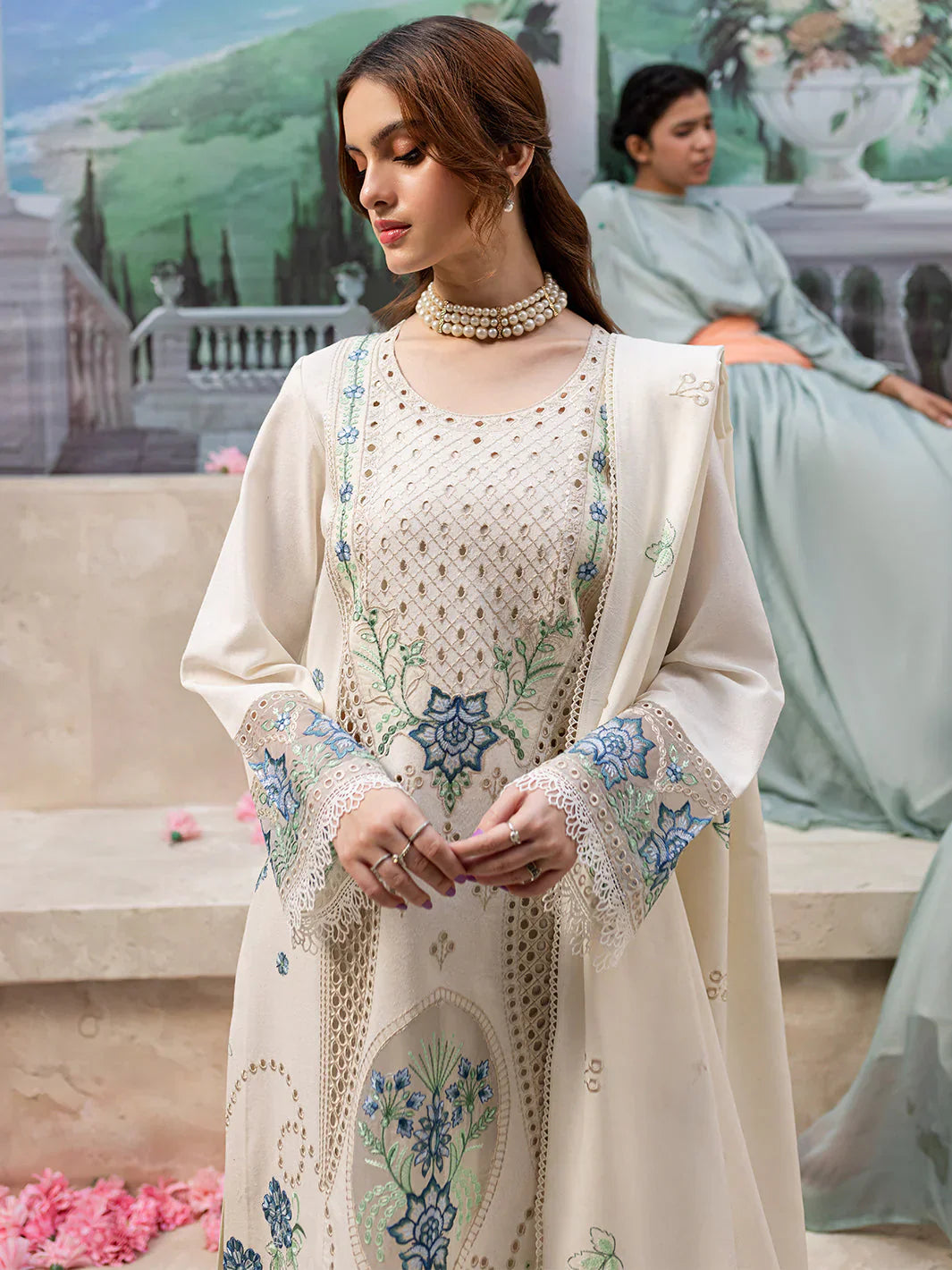 Lawn 3PC Embroidered Shirt with Organza Embroidered Dupatta – ZC1177
