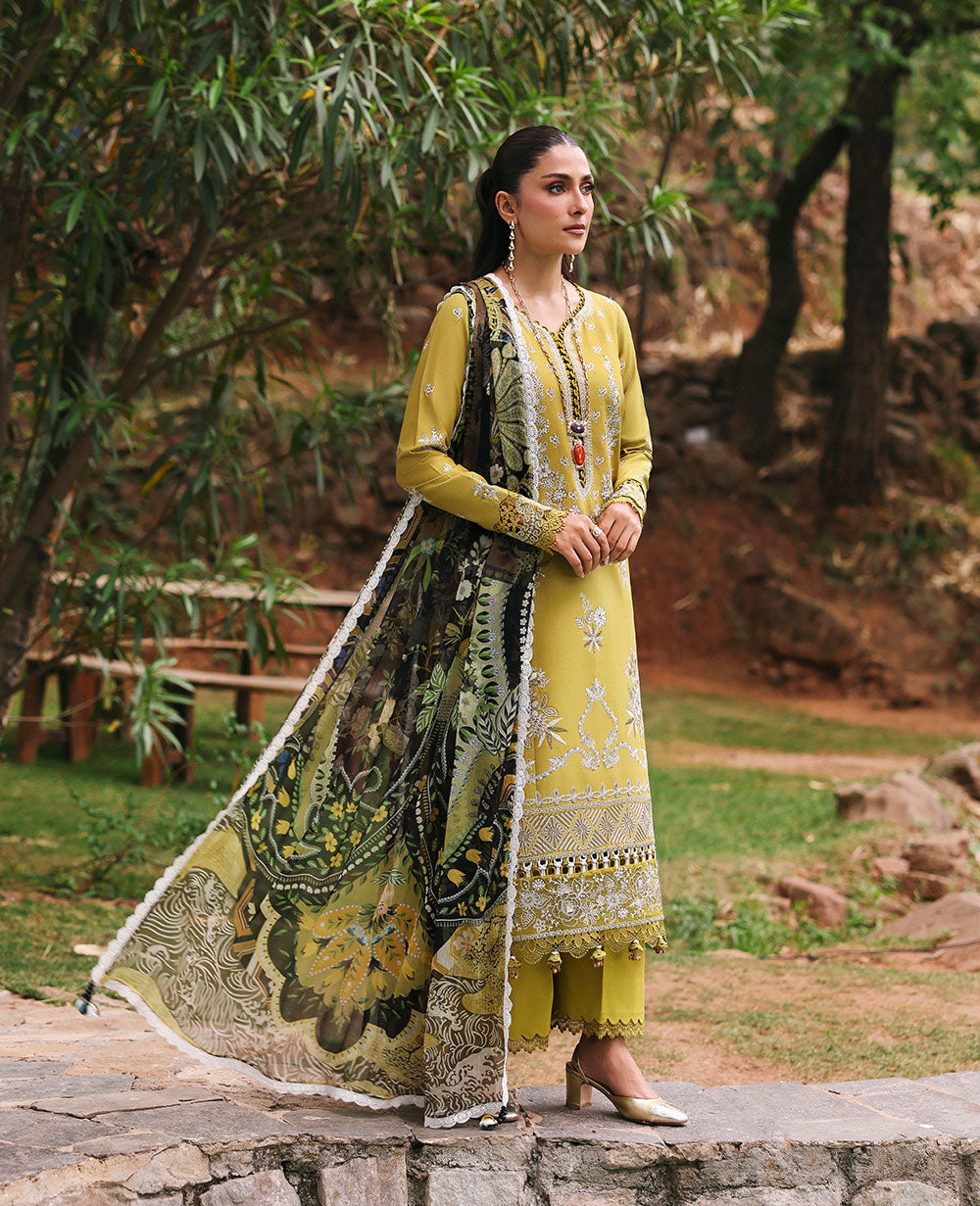 Lawn 3PC Embroidered Shirt with Digital Printed Jacquard Dupatta – ZC1423