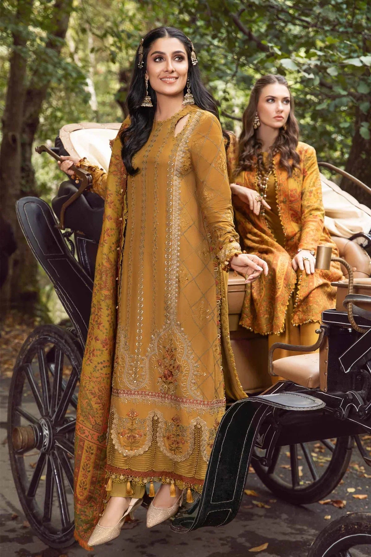 MARIA B. Dhanak Luxe 3PC Embroidered Dress with Printed Pashmina Wool Shawl – ZC116