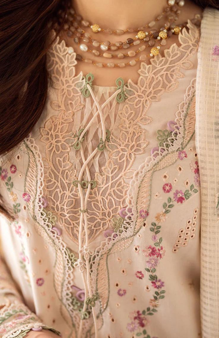 Lawn 3PC Embroidered Shirt with Organza Embroidered Dupatta – ZC1379