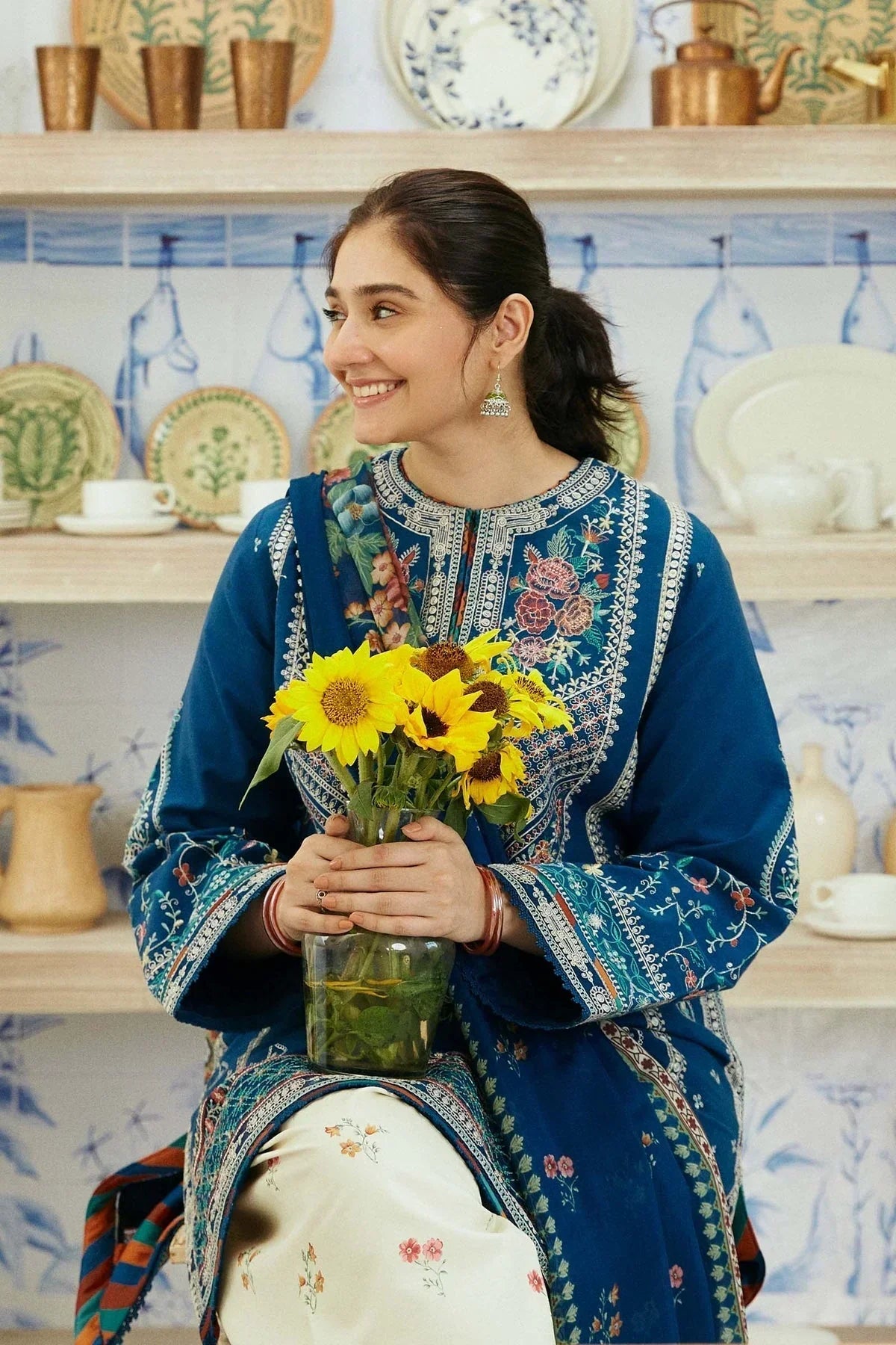 Dhanak Luxe 3PC Embroidered Shirt with Digital Printed Wool Shawl – ZC668