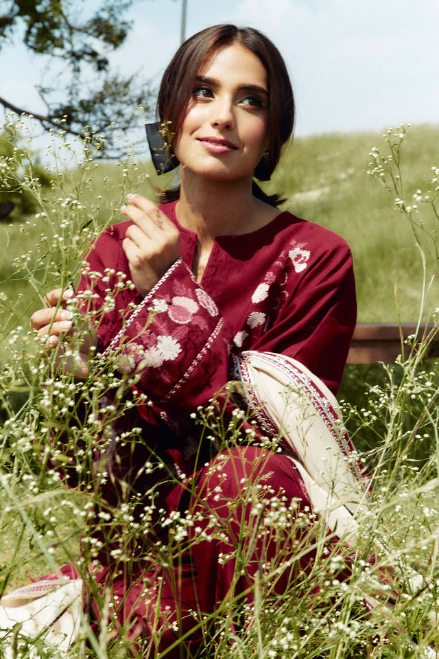 Zara Shahjahan 3PC Dhanak Embroidered Shirt with Digital Printed Shawl – ZC282