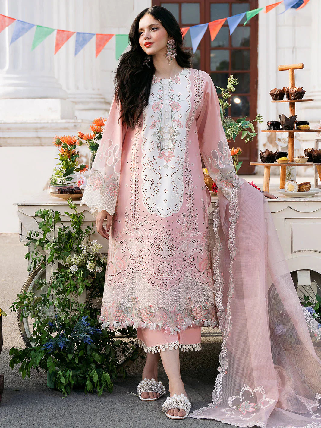 Lawn 3PC Embroidered Shirt with Organza Embroidered Dupatta – ZC1322