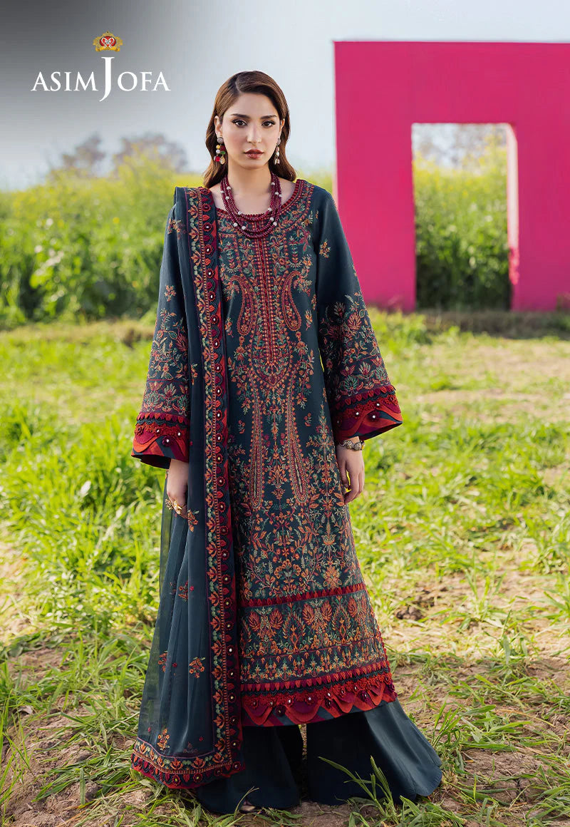 Lawn-3PC Embroidered Shirt with Chiffon Embroidered Dupatta- SS5085