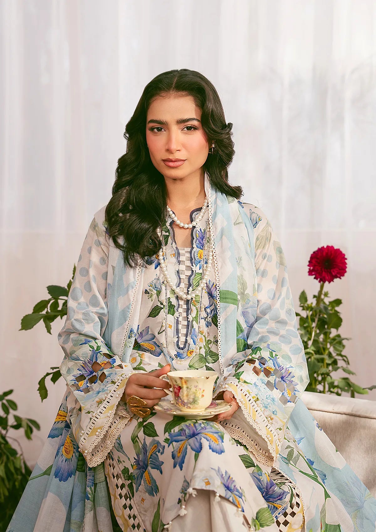 Ivory Bahaar Floral Lawn - FS1171