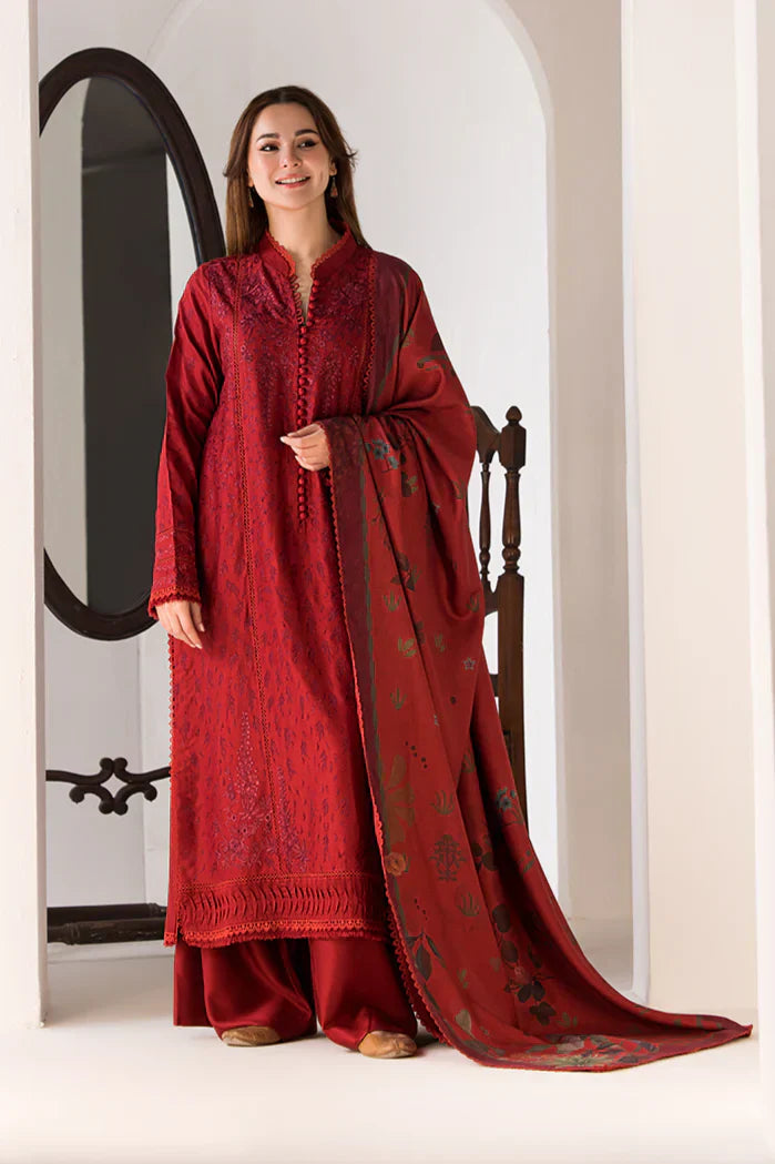 Sobia Nazir Dhanak 3PC Embroidered Suit with Twill Printed Shawl & Trouser – ZC688