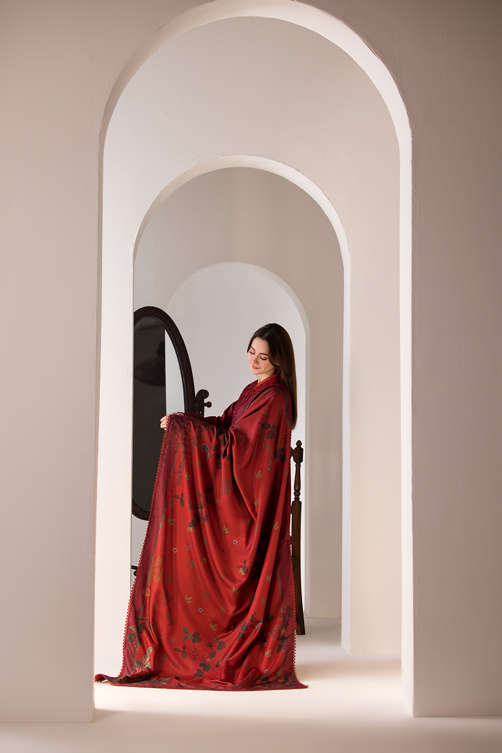 Sobia Nazir Dhanak 3PC Embroidered Suit with Twill Printed Shawl & Trouser – ZC688