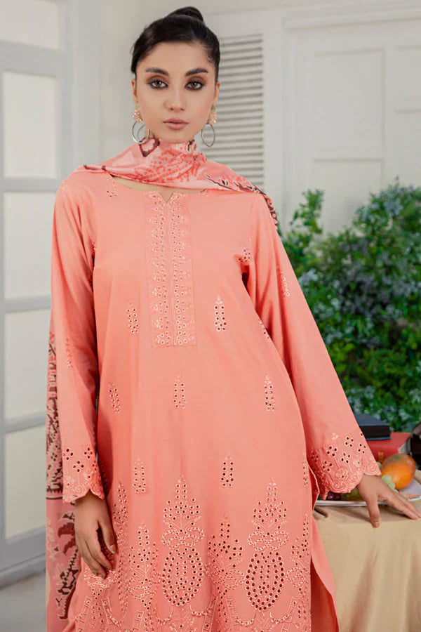 Safwa Floral 3PC Dhanak Embroidered Shirt with Digital Printed Shawl – ZC2003