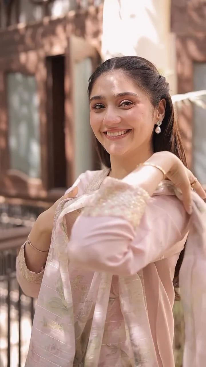 Lawn-3PC Embroidered Shirt with Organza Digital Printed Dupatta-SS5206
