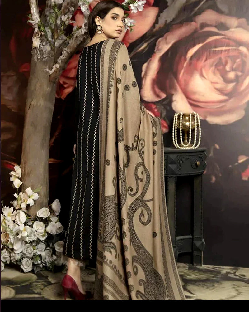 Dhanak 3PC Embroidered Suit with Digital Printed Wool Shawl – RC3124
