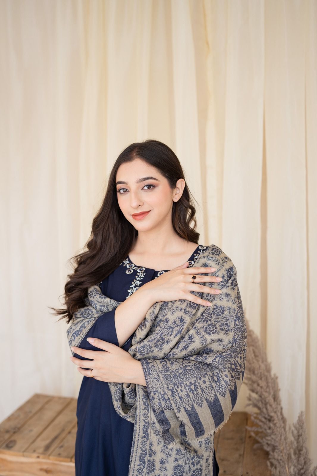 AISLING Dhanak Luxe 3PC Embroidered Dress with Digital Printed Wool Shawl – ZC629