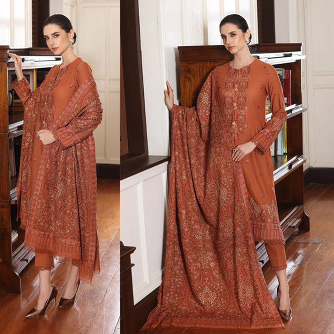 Bareeze Dhanak 3PC Embroidered with Dhanak Embroidered Shawl – ZC188