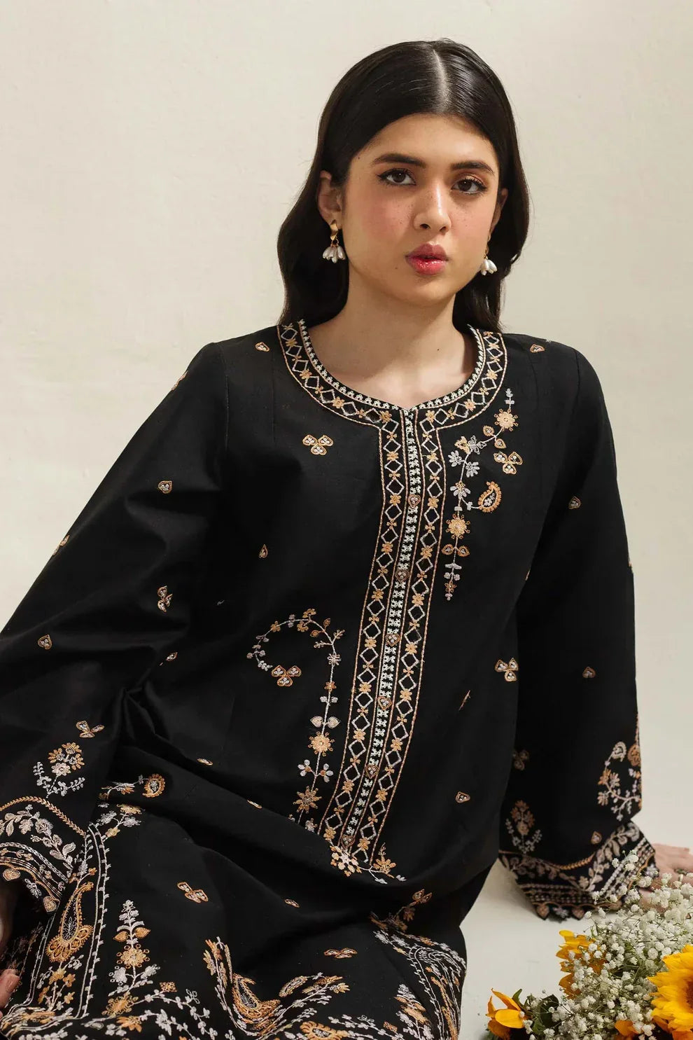 Zara Shahjahan 3PC Lawn Embroidered Shirt with Printed Dupatta – ZC490