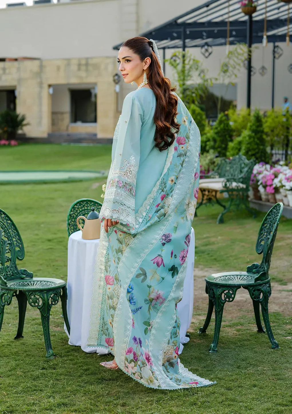 Bloom Whisper Mint Chikenkari Lawn - SS5317