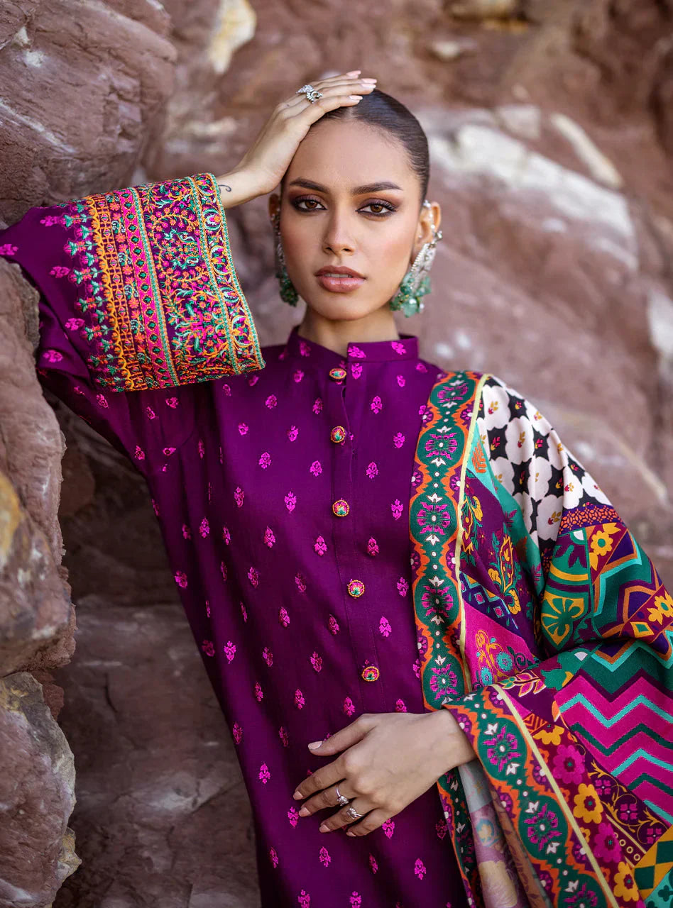 Zainab Chottani 3PC Dhanak Embroidered Shirt with Printed Dupatta – ZC681