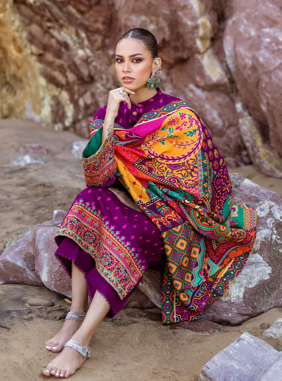 Zainab Chottani 3PC Dhanak Embroidered Shirt with Printed Dupatta – ZC681