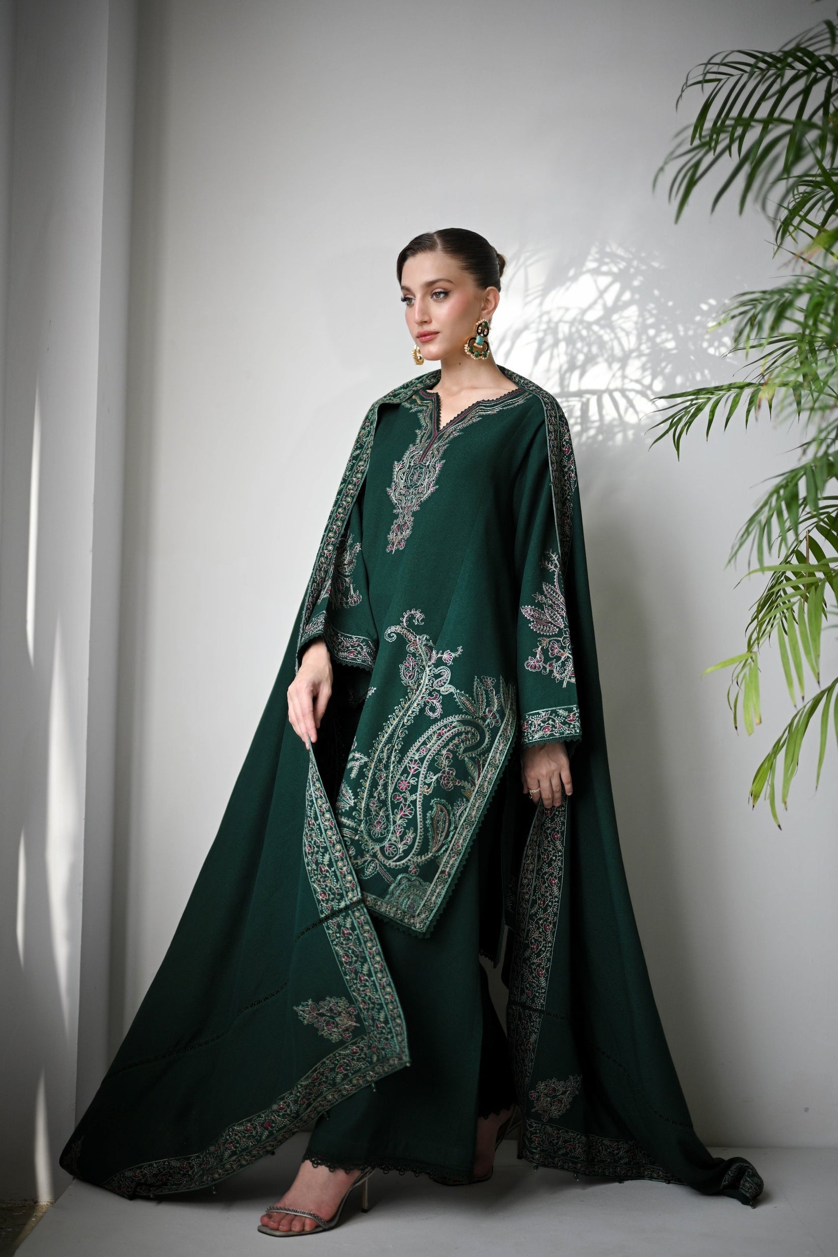 Dhanak 3PC Embroidered Shirt with Dhanak Embroidered Dupatta-3523