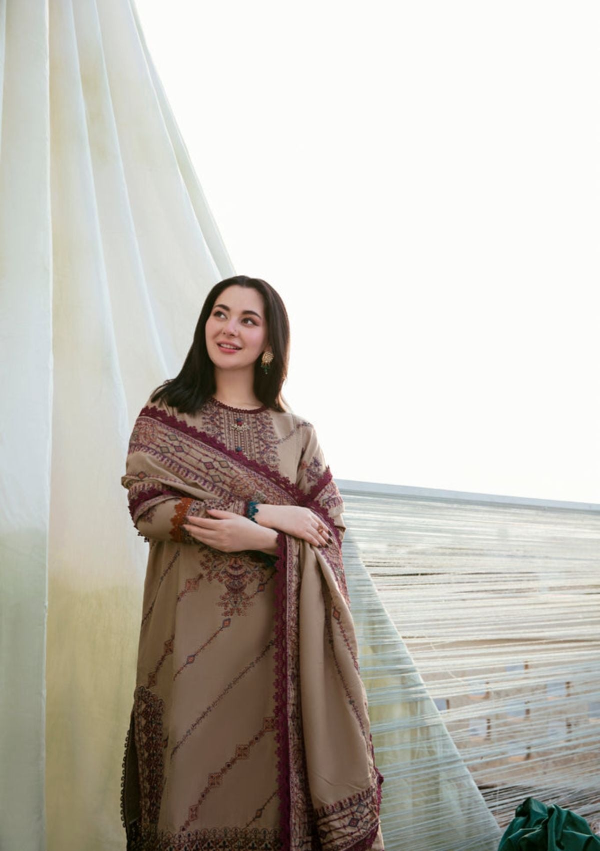 Dhanak-3PC Embroidered Shirt with Dhanak Embroidered Dupatta-3448