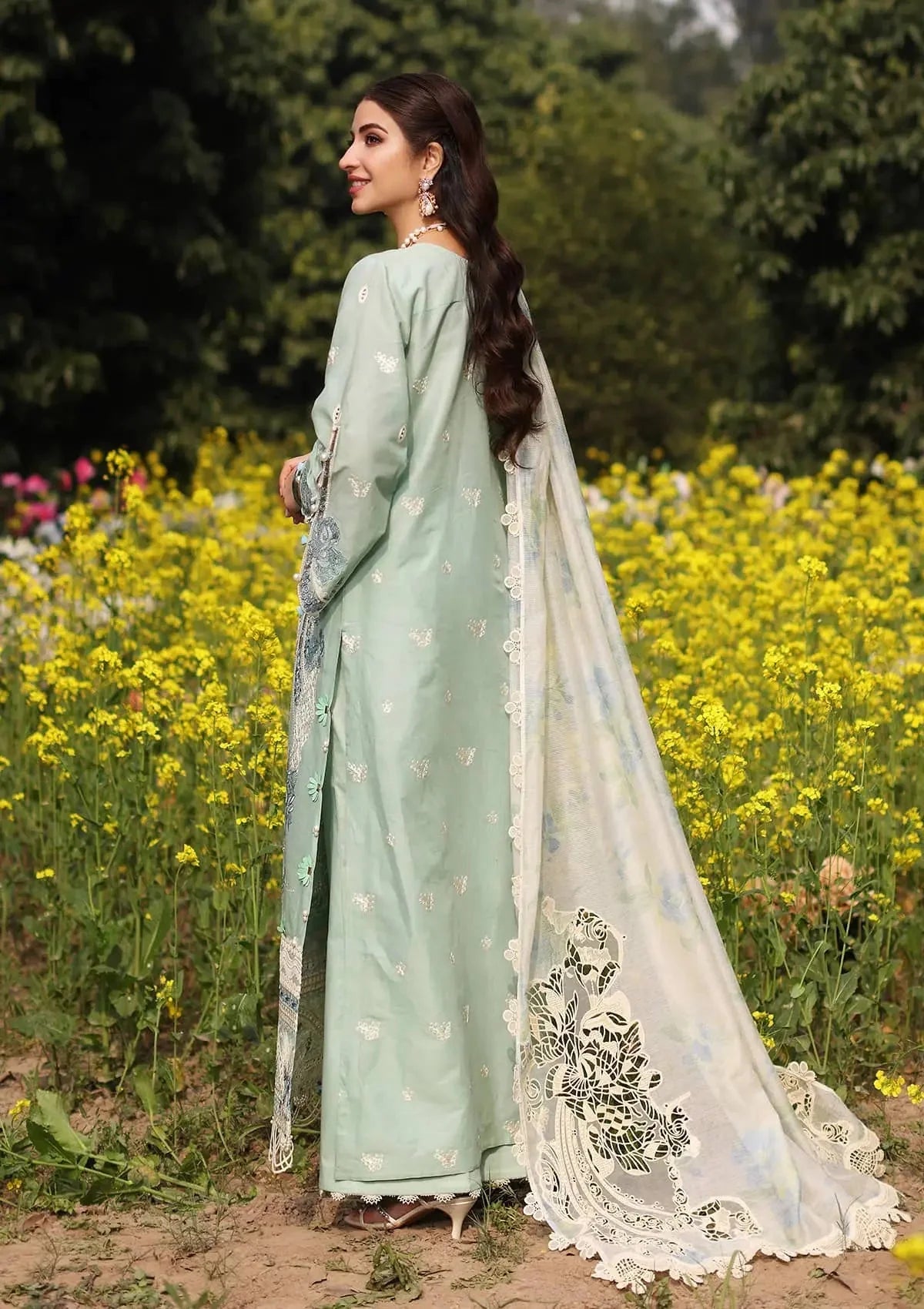 Kahf Festive Embroidered Luxury Lawn Unstitched 3Pc Suit - FS32