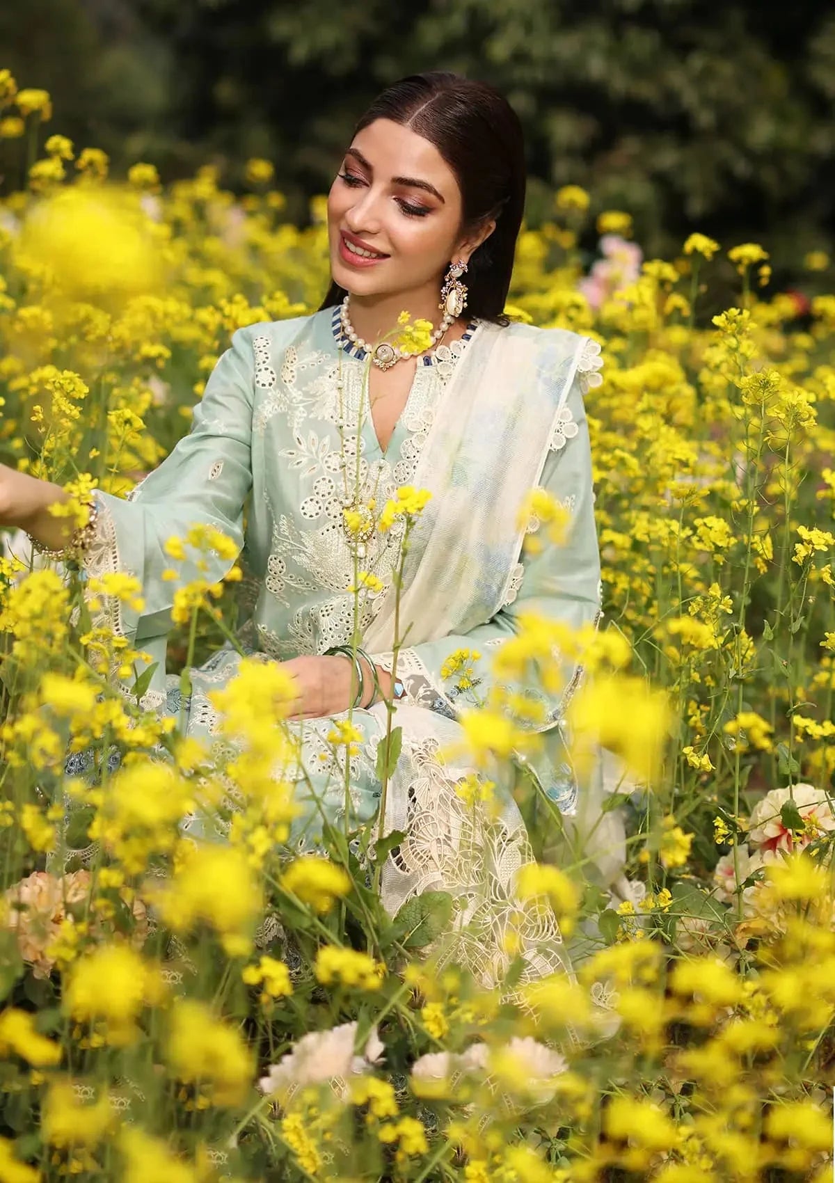 Kahf Festive Embroidered Luxury Lawn Unstitched 3Pc Suit - FS32