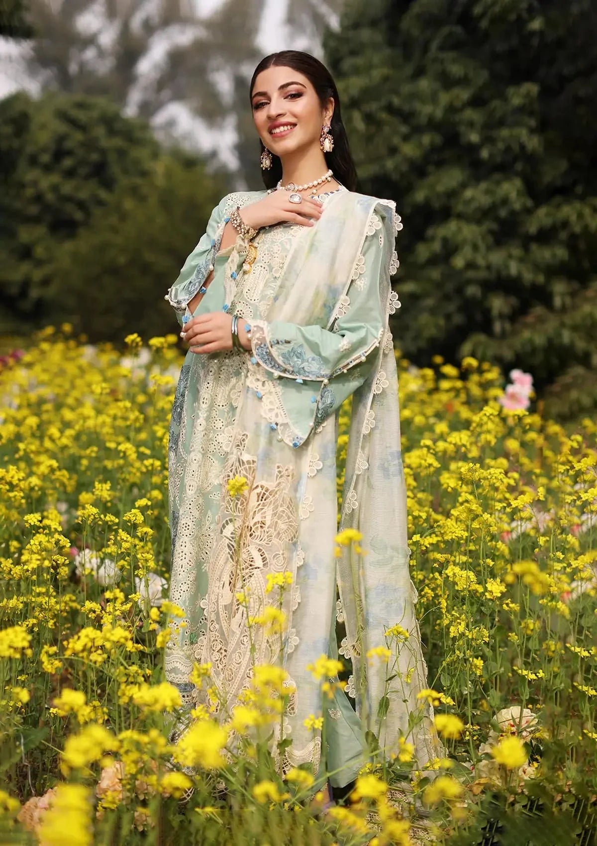 Kahf Festive Embroidered Luxury Lawn Unstitched 3Pc Suit - FS32