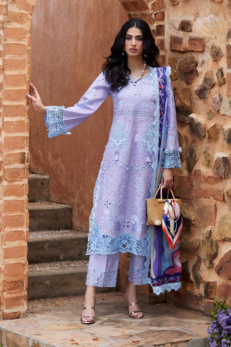 MUSHQ Dhanak 3PC Chikankari Embroidered Suit with Digital Printed Wool Shawl – ZC109