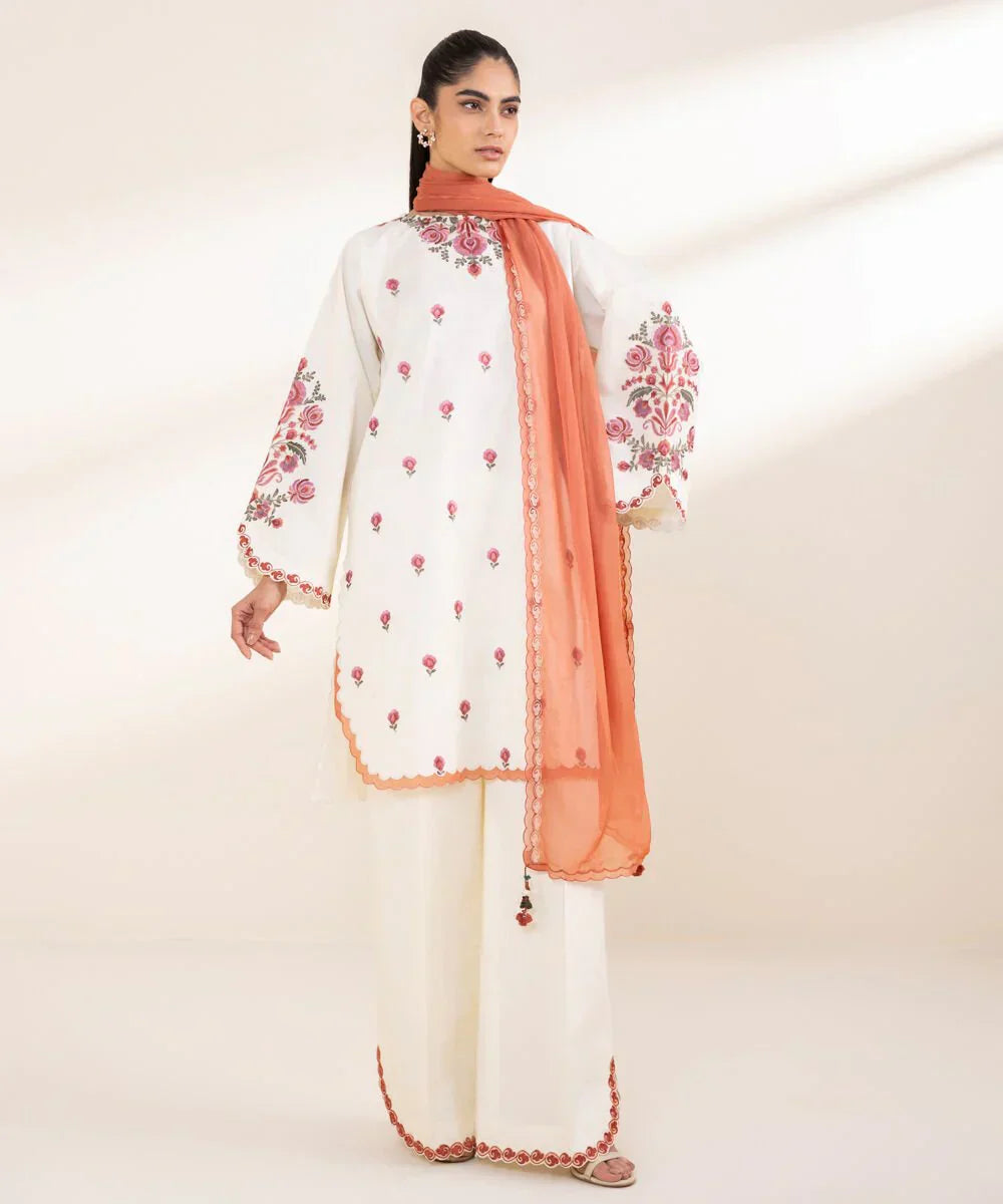 Lawn 3PC Embroidered Shirt with Chiffon Dupatta – ZC1297