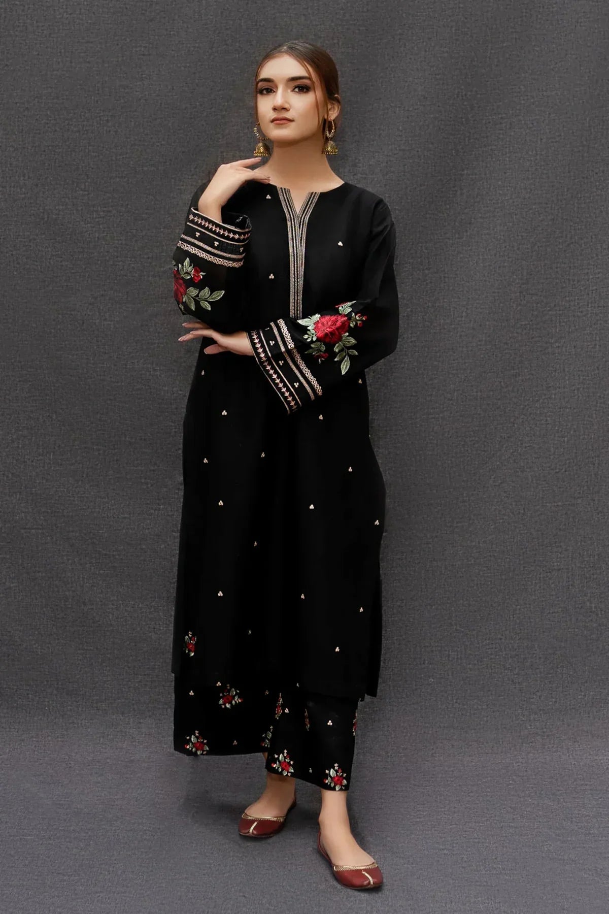 Dhanak 3PC Embroidered Shirt with Digital Printed Wool Shawl – ZC167