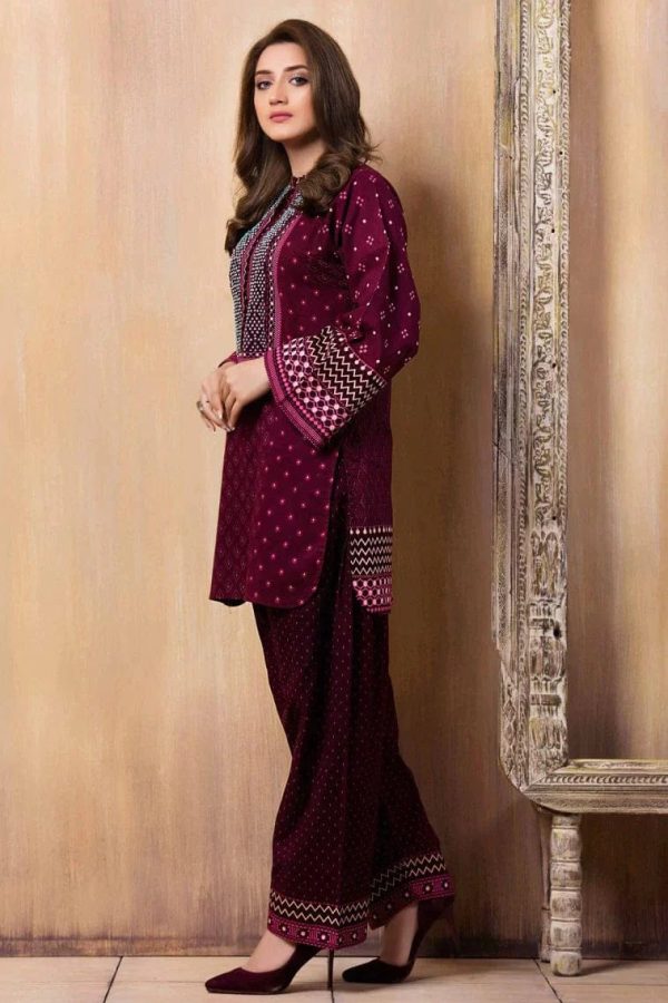 Linen 2PC Embroidered Suit – ZC3418