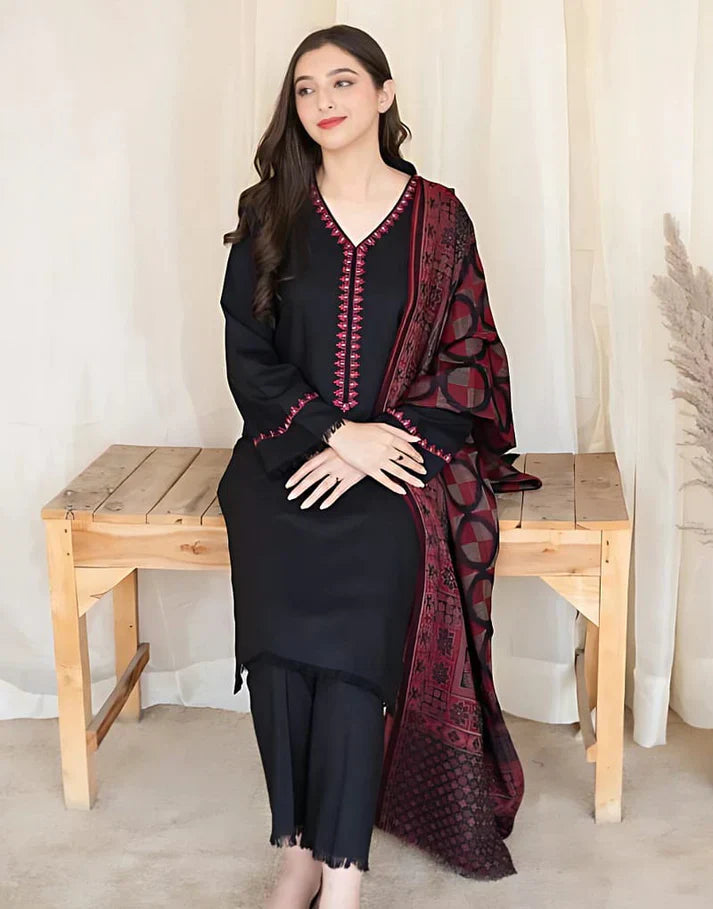 Dhanak Luxe 3PC Embroidered Unstitched Dress – ZC622