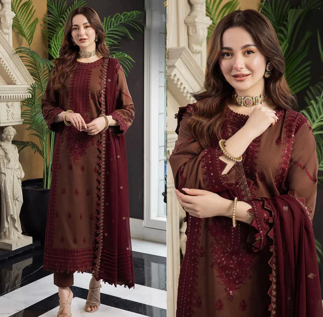 Asim Jofa Dhanak Luxe 3PC Embroidered Dress with Chiffon Dupatta – ZC128