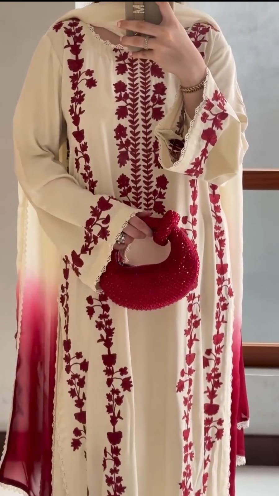 Dhanak-3PC Embroidered Shirt with Chiffon Tie and Dye Dupatta - 3509