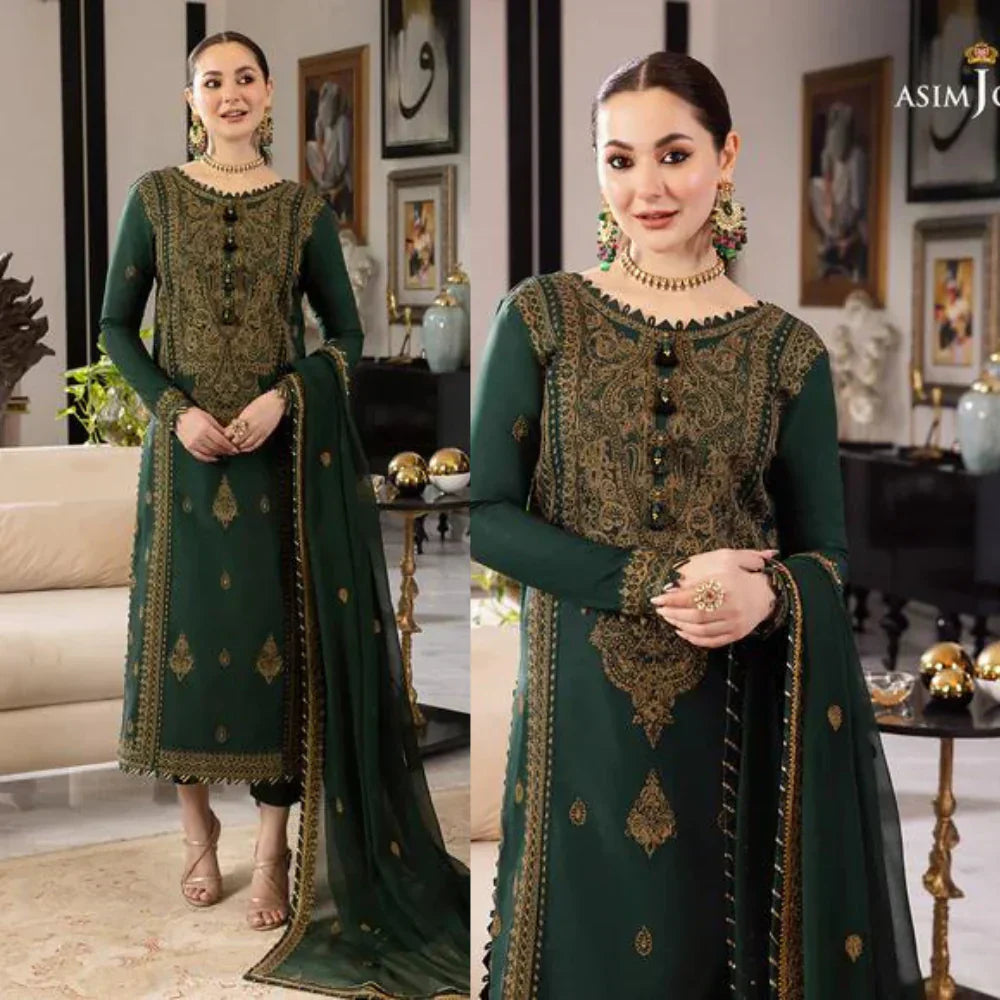 Asim Jofa Lawn 3PC Embroidered Shirt with Chiffon Embroidered Dupatta – ZC1034