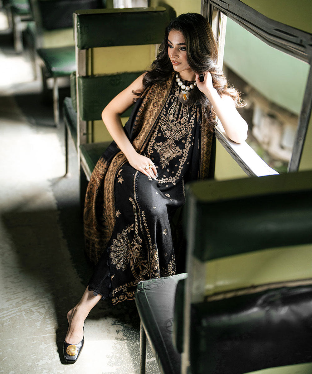 Dhanak 3PC Embroidered Shirt with Digital Printed Shawl – ZC277